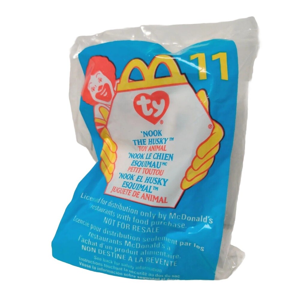 McDonalds 1993 Tag Ty Teenie Beanie Baby 1999 Nook The Husky #11 Orig Pkg Rare